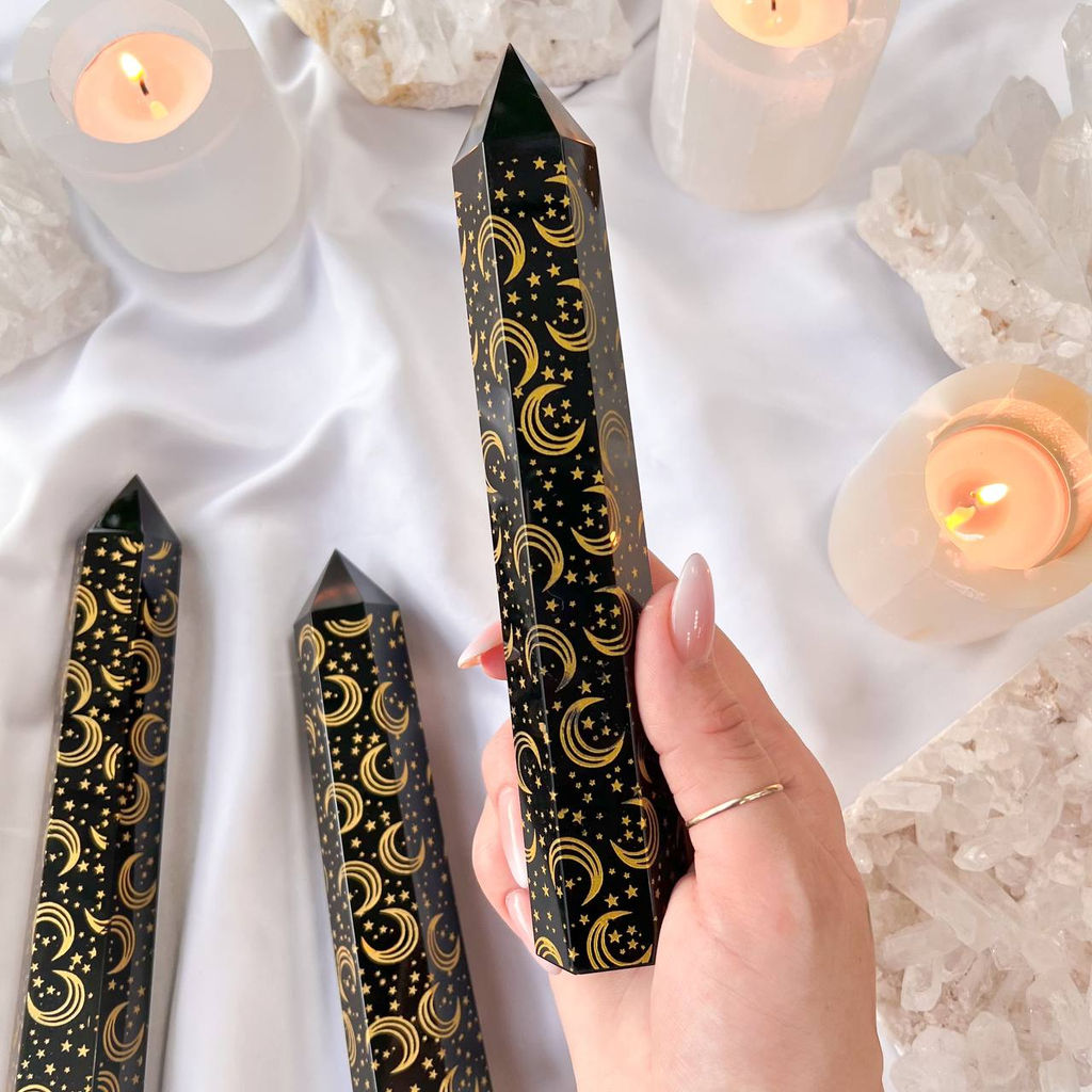 Кристалл из Обсидиана "Звездное небо"