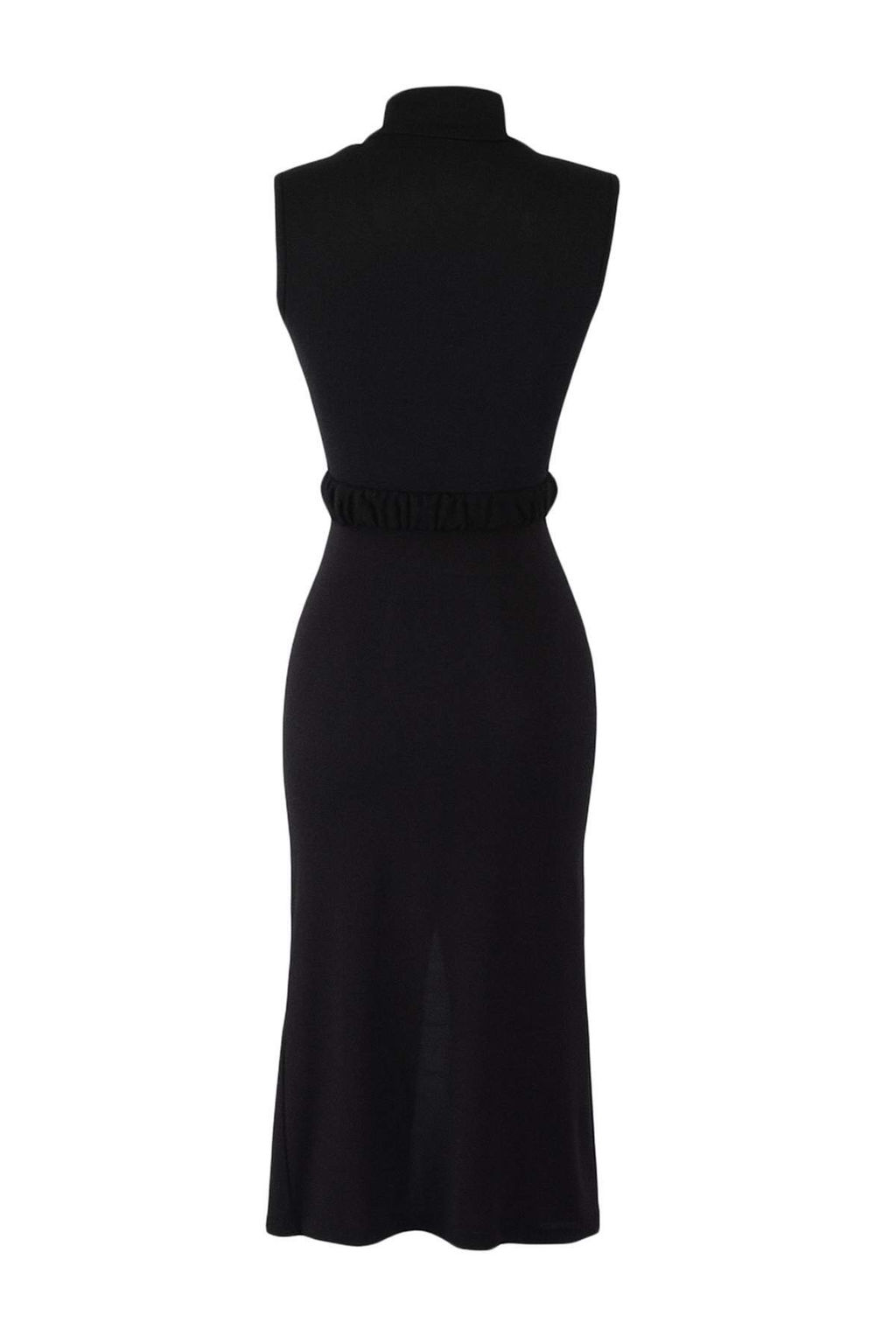 TRENDYOLMILLA Siyah Fitted/ Vucuda Oturan Kolsuz Drape Detayl? Kemerli Midi Esnek Orme Kalem Elbise TWOSS22EL0756 фото 3