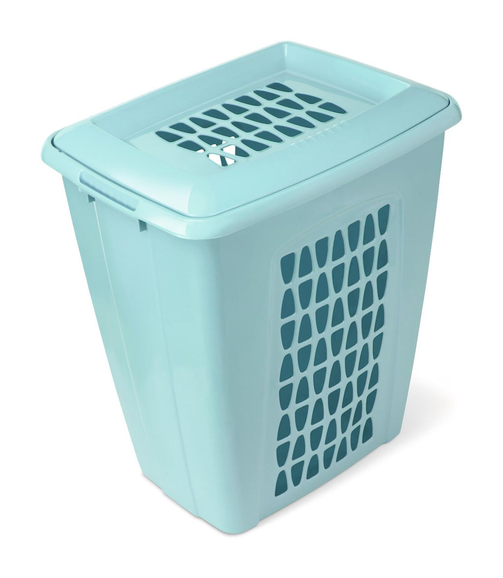 Корзина для белья "Молетта" прямоугольная 45л с крышкой бирюзовая С701БИР