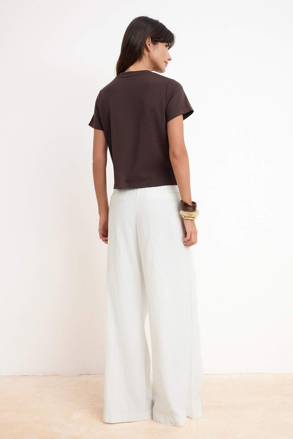 Kahverengi Regular K?sa Kol Bisiklet Yaka Yumusak Orme T-Shirt TWOSS26TS00197 - Trendyolmilla фото 4