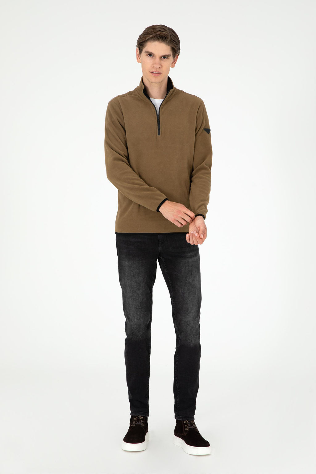 Мужской базовый свитшот цвета хаки Неожиданная скидка в корзине - U.s. polo assn фото 4