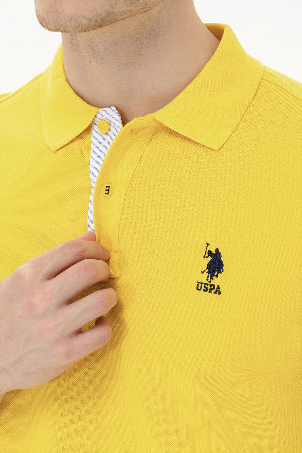 U. S. Polo Assn Мужская темно-желтая базовая футболка с воротником-поло - U.s. polo assn фото 14