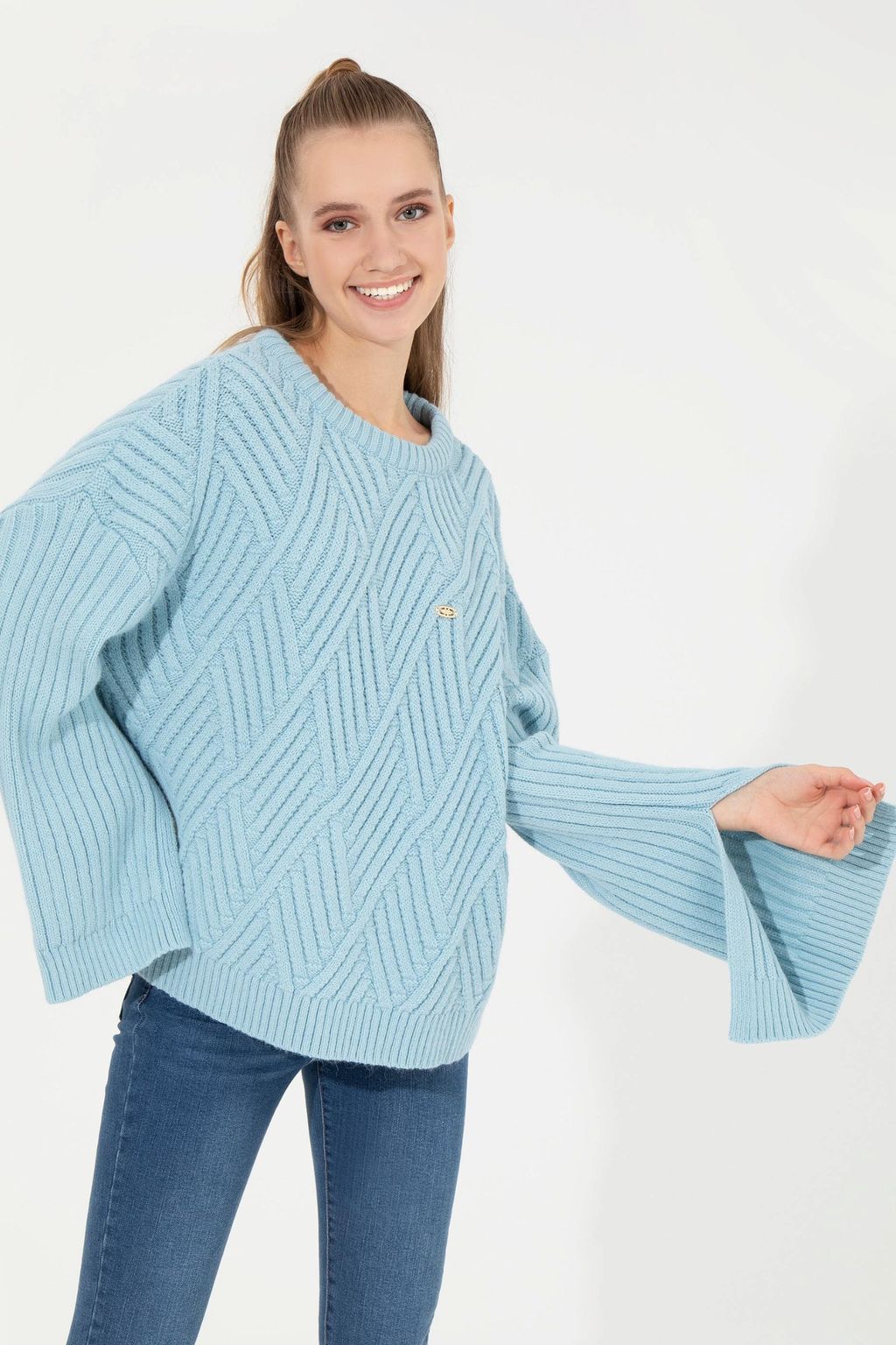 Женский синий трикотажный свитер - U.s. polo assn фото 4