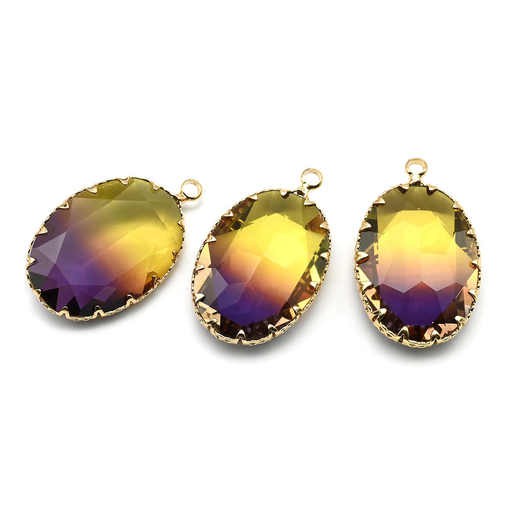 Подвеска "Кружевная" овал 19*30мм цв.фиолетово-желтый