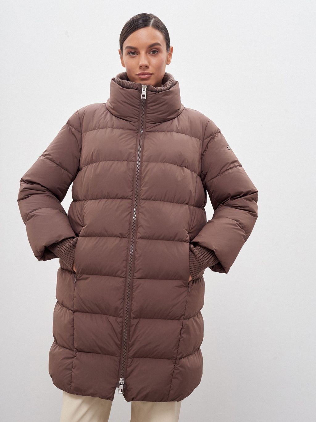 Conso/WDM 220509 - coffee Пуховое Полупальто фото 6