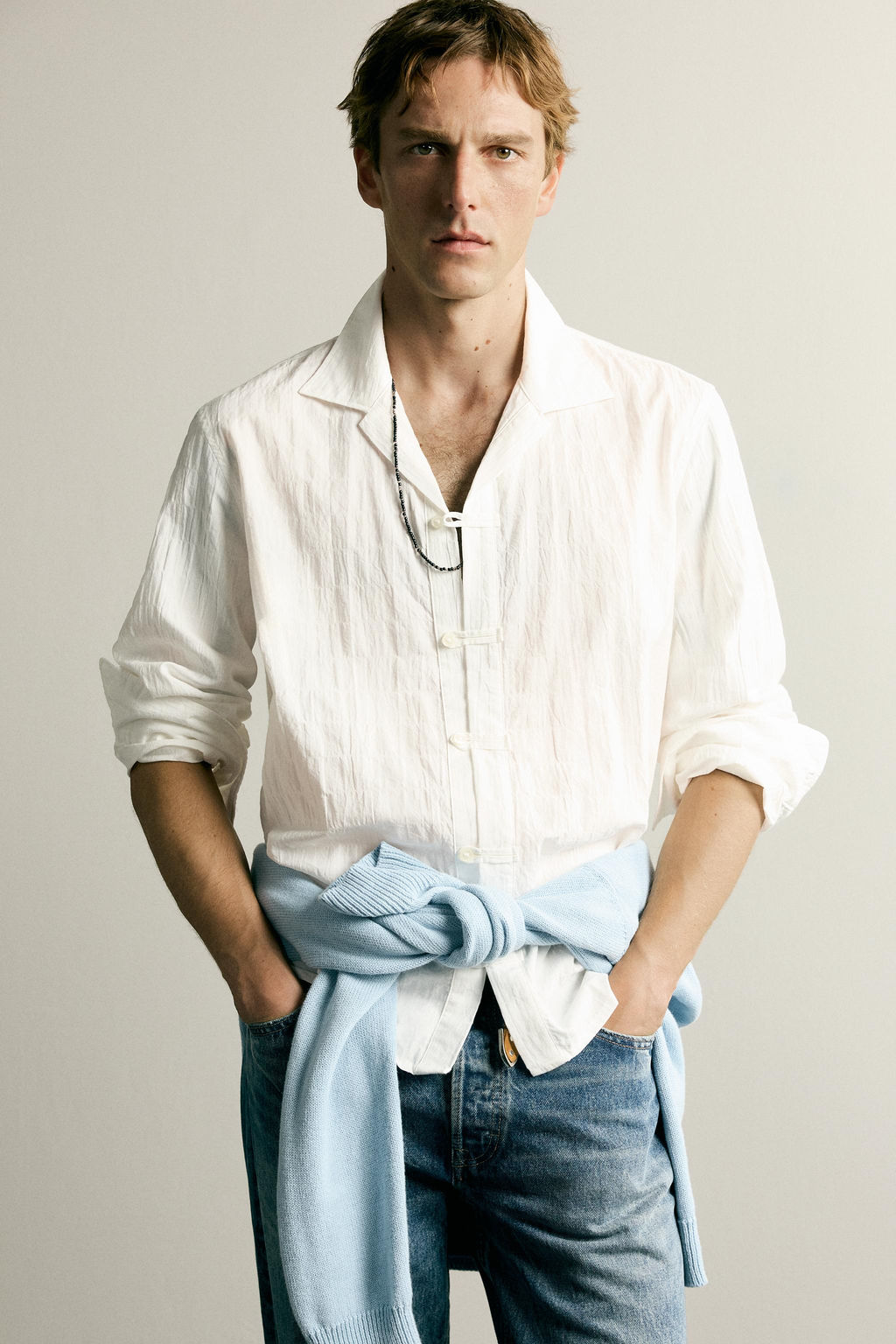 CAMISA RELAXED FIT ALAMARES TEJIDO / Blanco - Zara фото 6