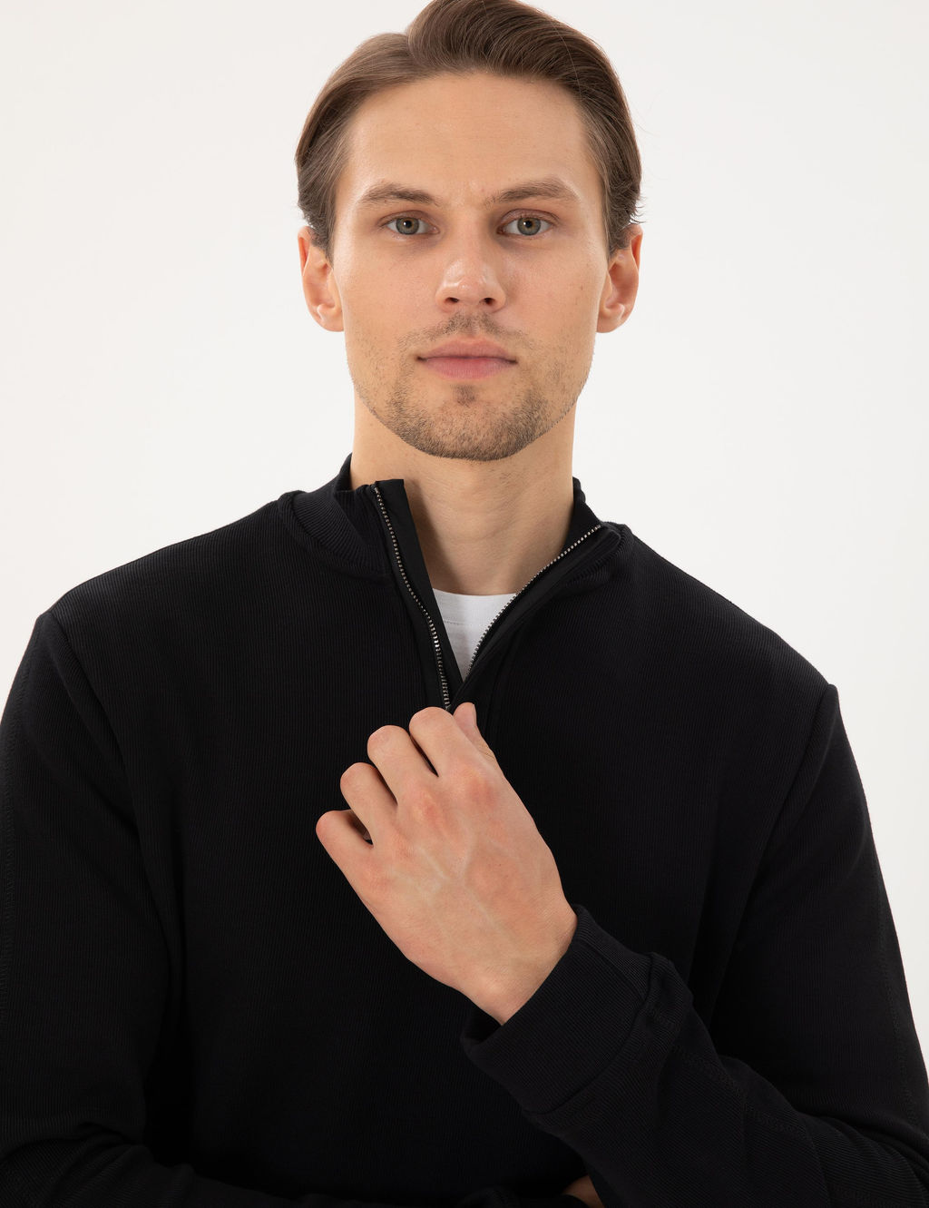 Siyah Regular Fit Sweatshirt - Pierre cardin фото 2