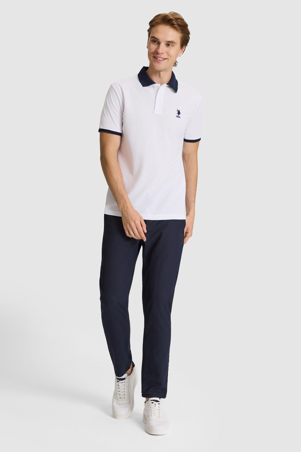 Erkek Beyaz Regular Fit Polo Yaka Basic Ti__rt - U.s. polo assn фото 4