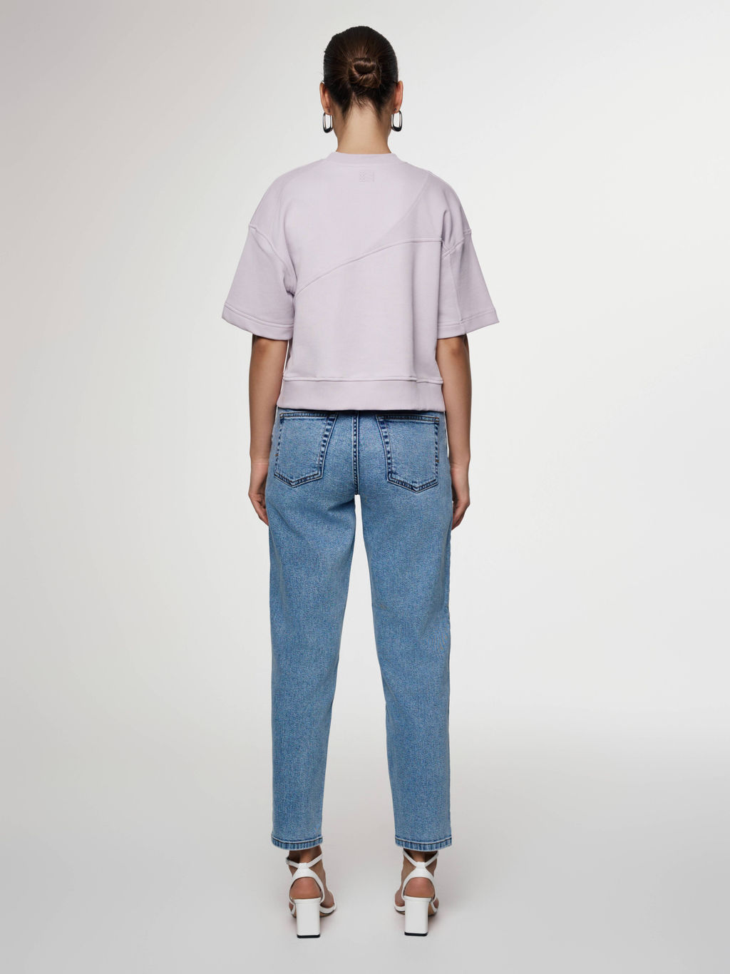 CONTE Комбинированная футболка из футера c вставками в рубчик LD 2573 lavender