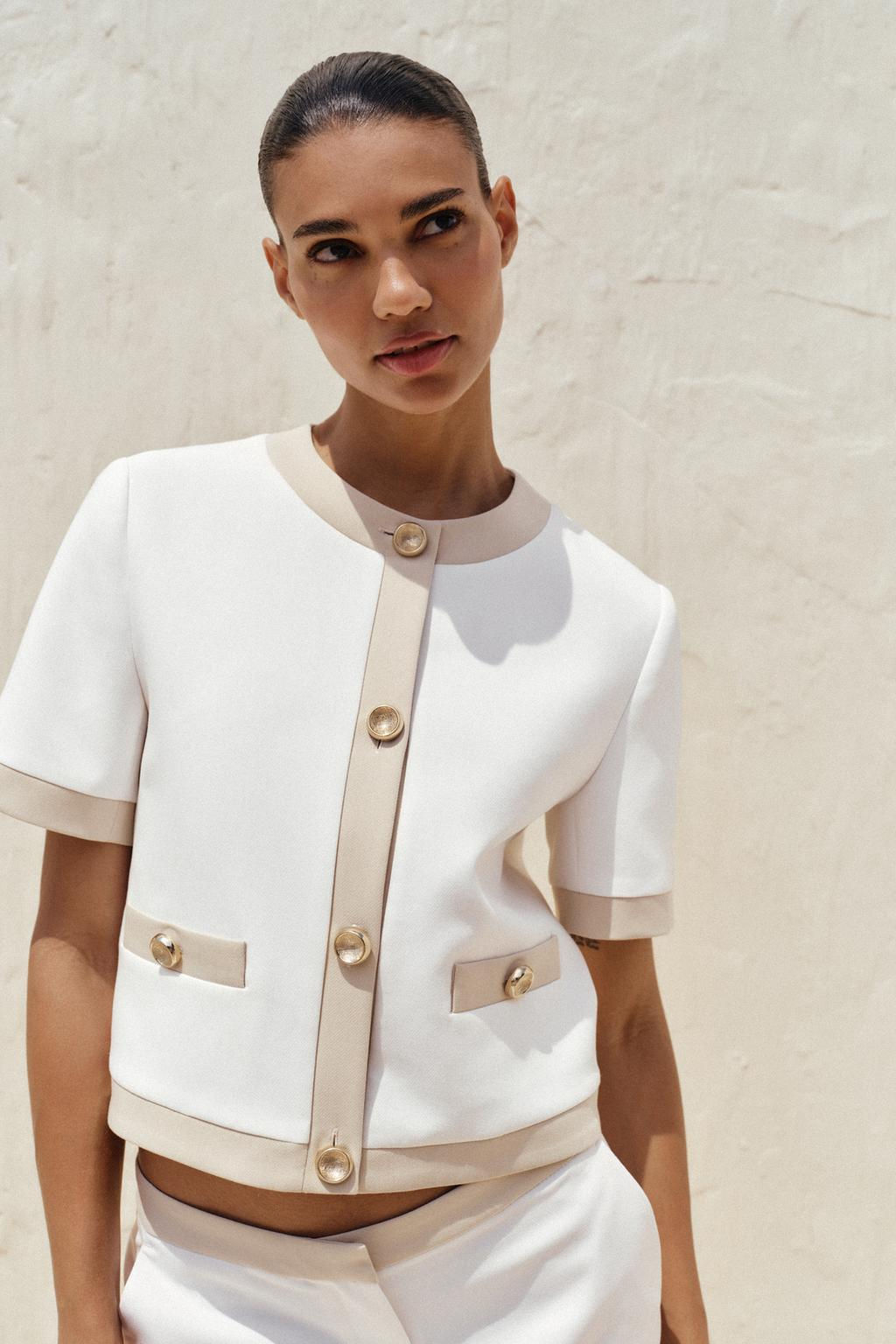 CONTRAST SHORT SLEEVE BLAZER - Zara фото 3