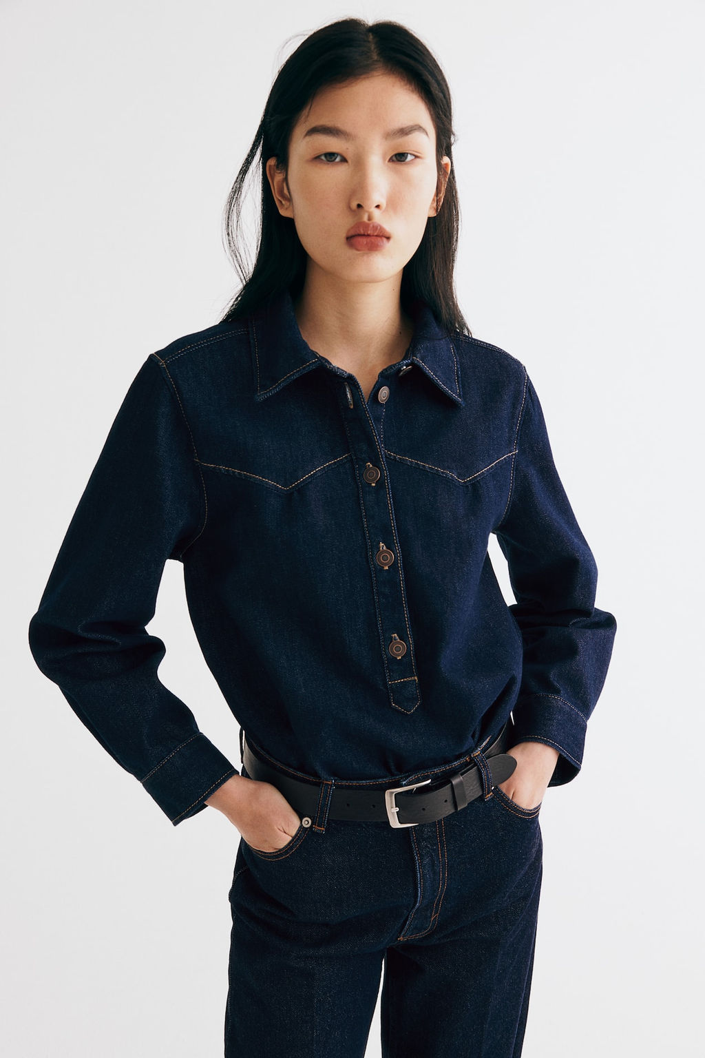 Camisa popover en denim - H&m фото 2