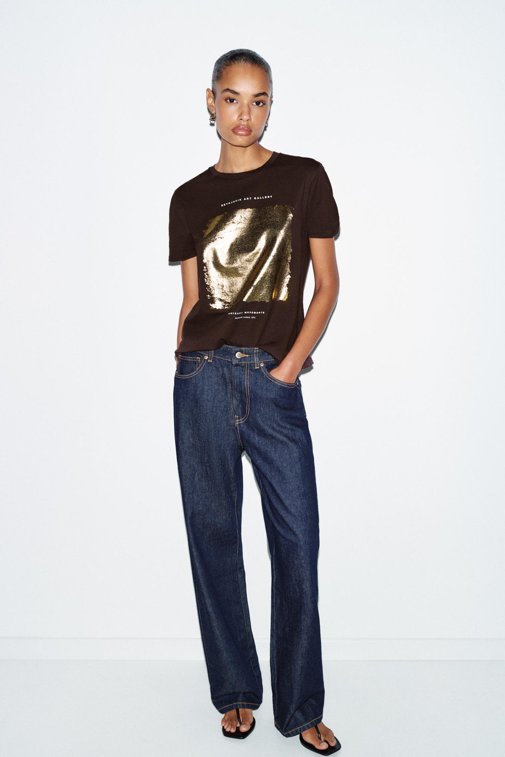 CAMISETA ESTAMPACI?N METALIZADA / Marr?n