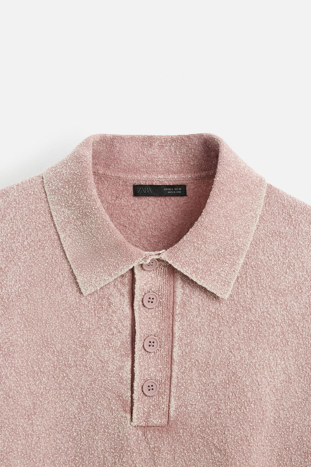 WASHED BOUCLE KNIT POLO SHIRT - Zara фото 9
