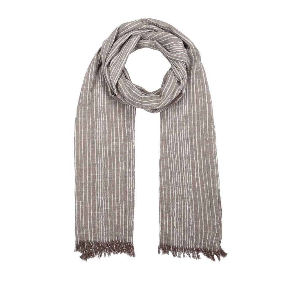 Палантин креш в деликатную полоску бежевого цвета