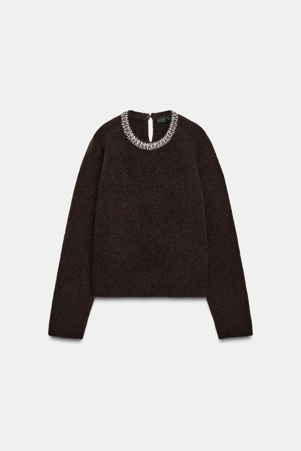 JEWEL BEADED NECK KNIT JUMPER - Zara фото 12