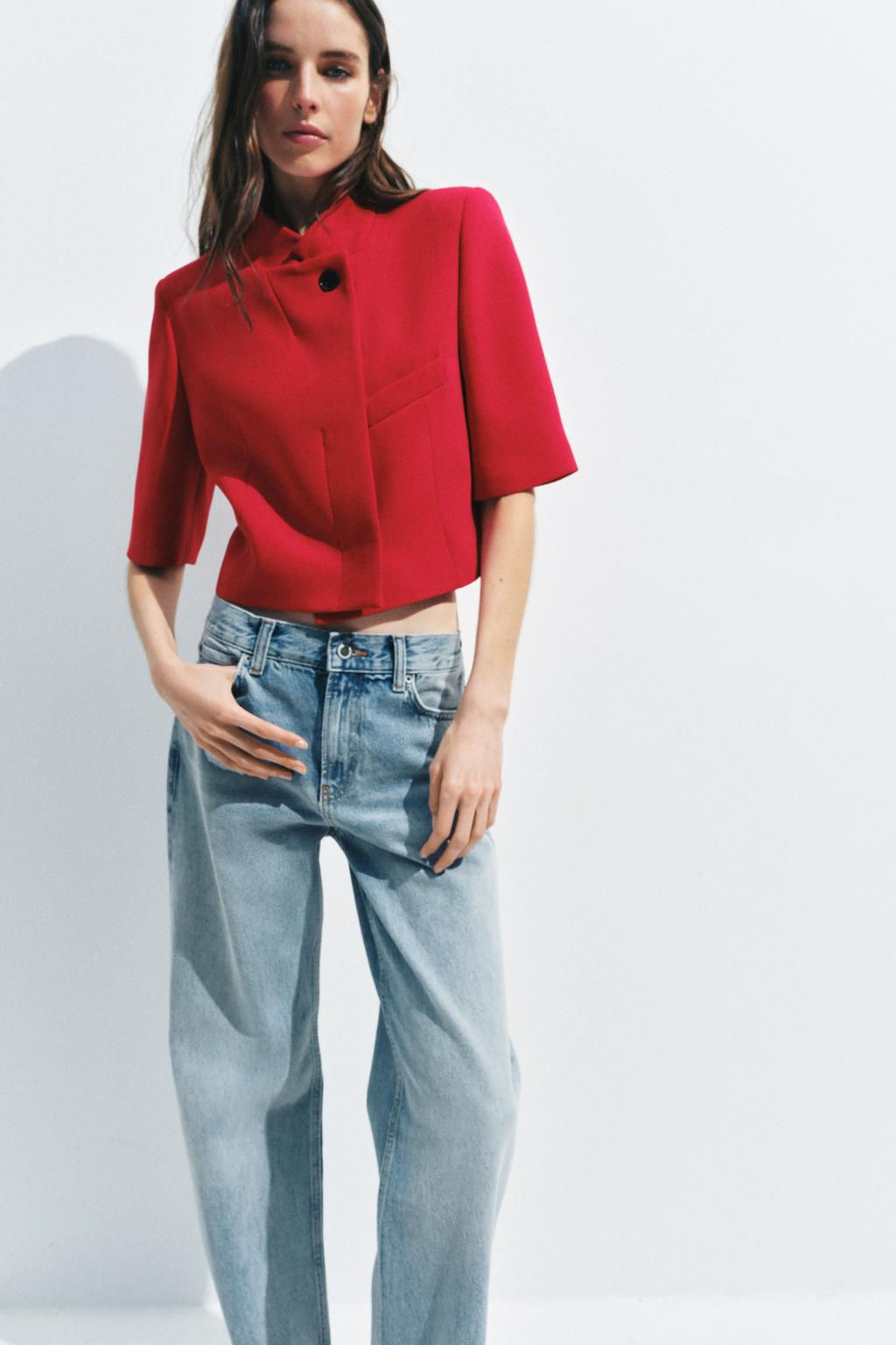 BLAZER CROPPED MANGA CORTA ZW COLLECTION / Rojo - Zara фото 9