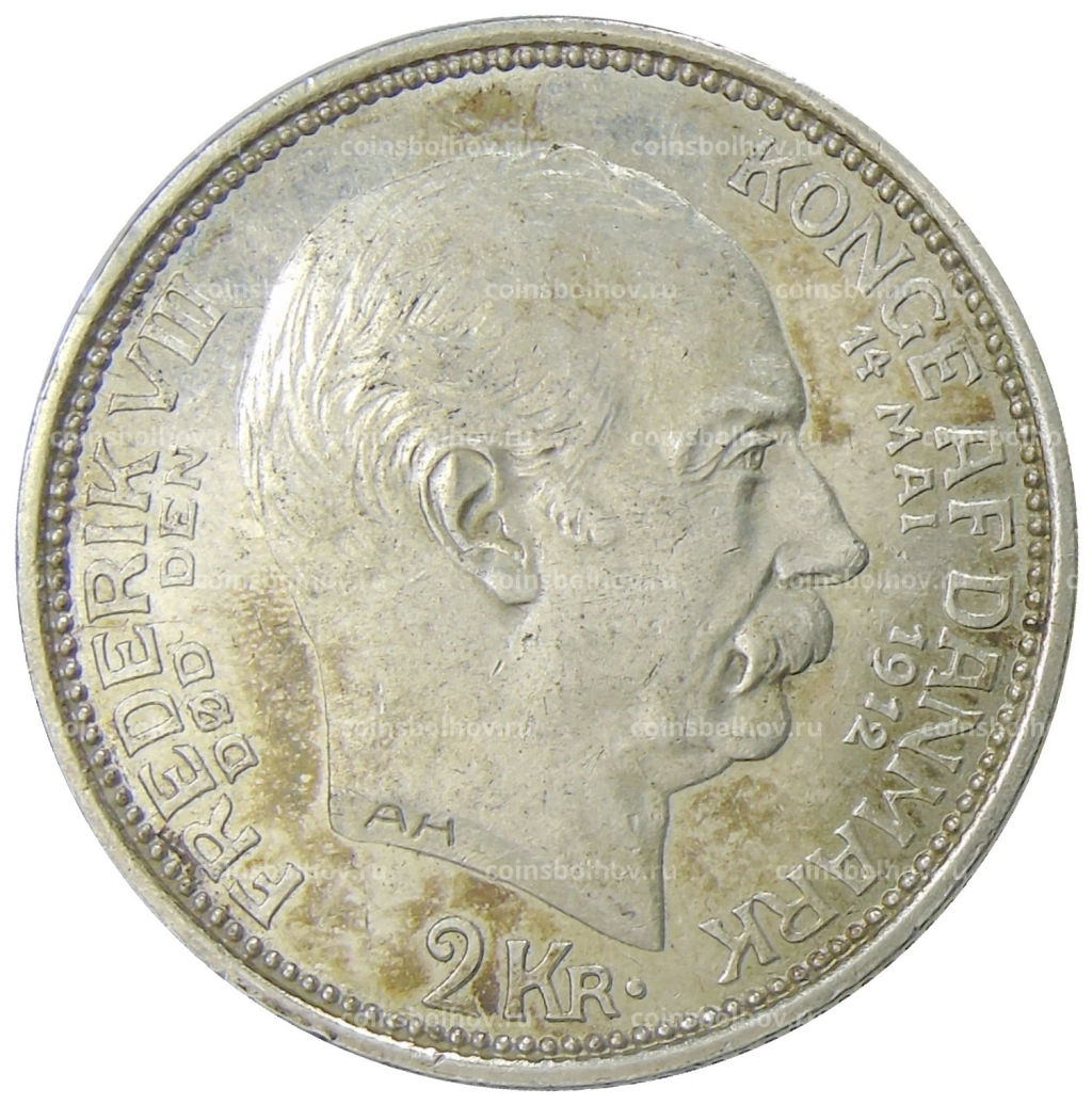 2 кроны 1912 года Дания Смерть Фредерика VIII и вступление на престол Кристиана X