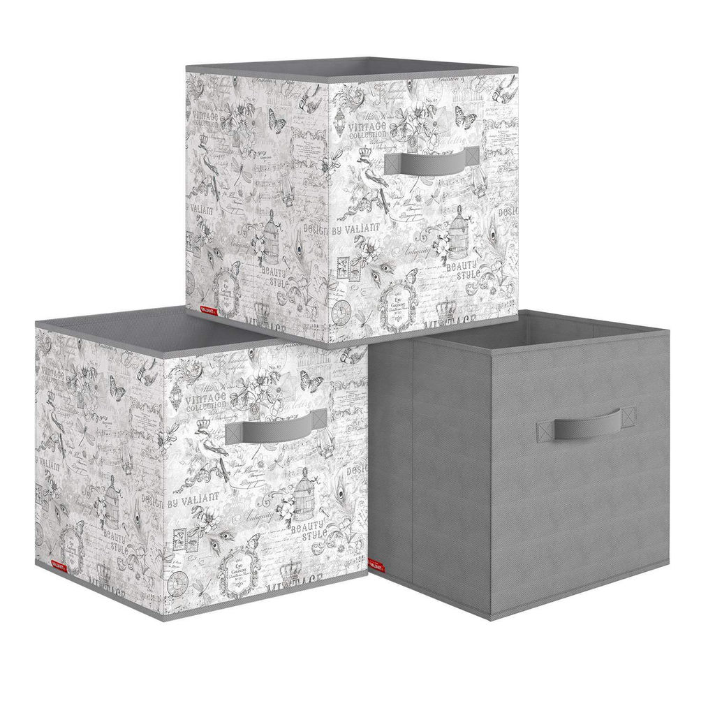VAL VG-BOX-KSK Короба стеллажные, без крышки, 31*31*31 см, набор 3 шт., VINTAGE GREY, шт - Valiant фото 6