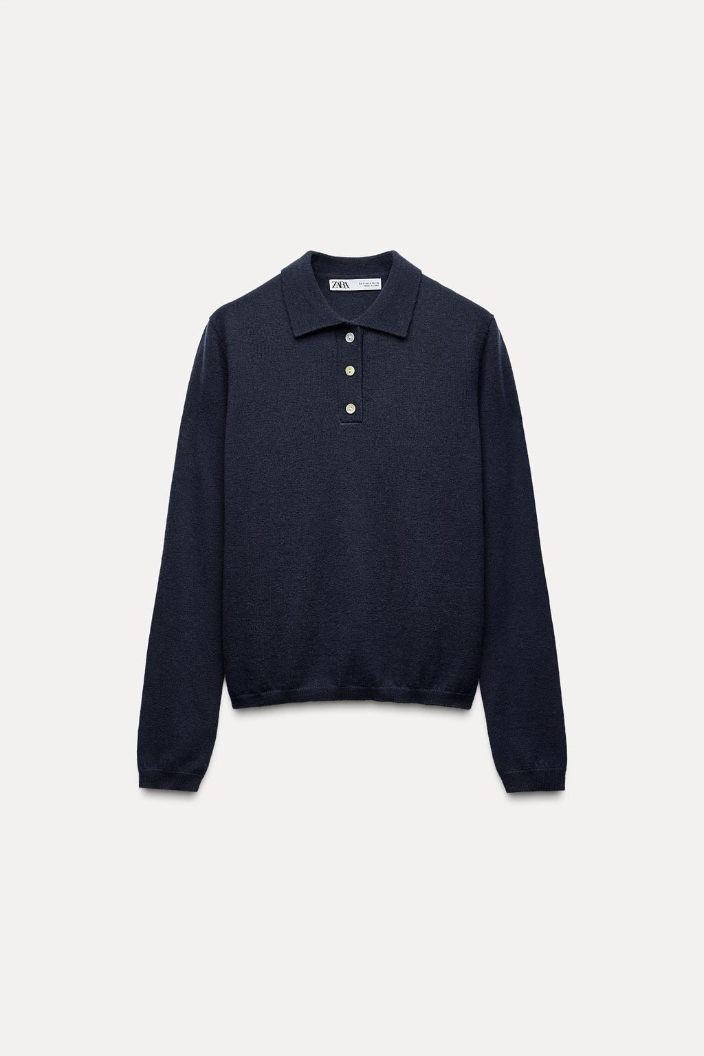 PLAIN 100% WOOL POLO SHIRT - Zara фото 5