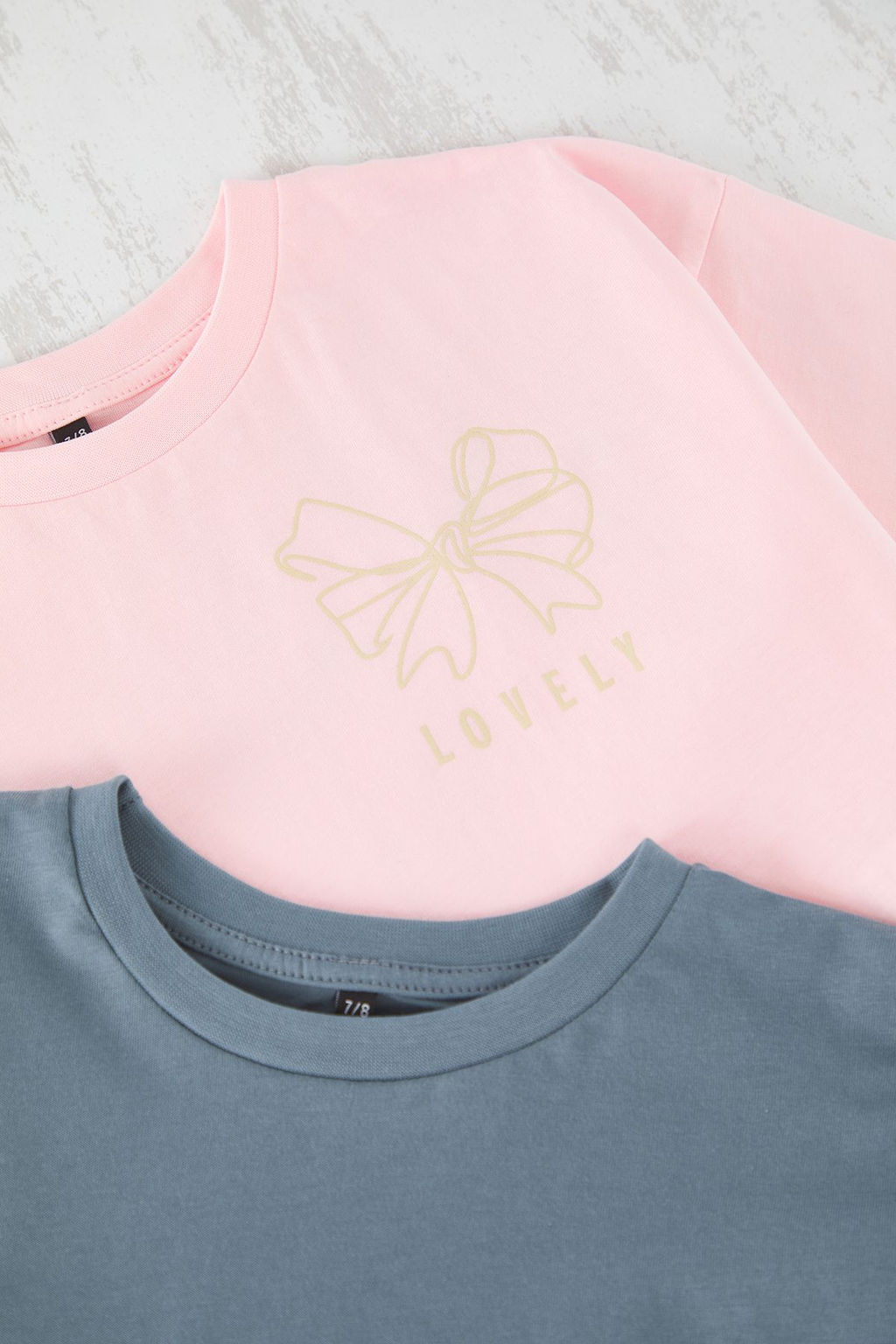 Antrasit-Pembe 2li K?z Cocuk Pamuklu Slogan Bask?l? Crop K?sa Kol Orme T-Shirt TKDSS25TS00055 - Trendyolmilla фото 5