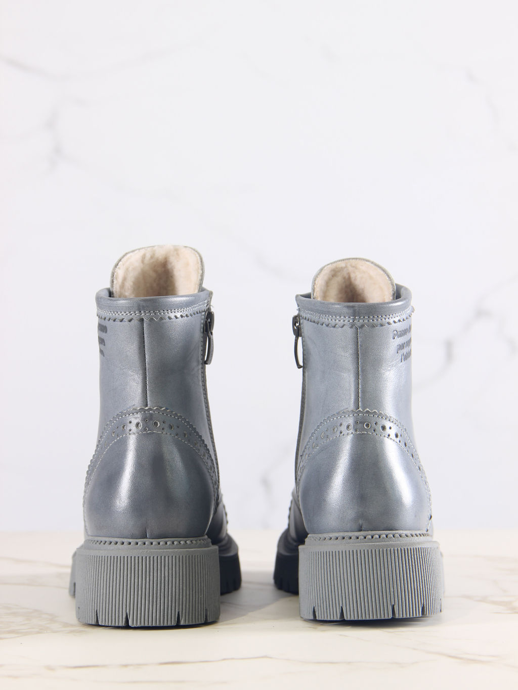 Ботинки 319.taskanagr.Вакса серая/шерсть