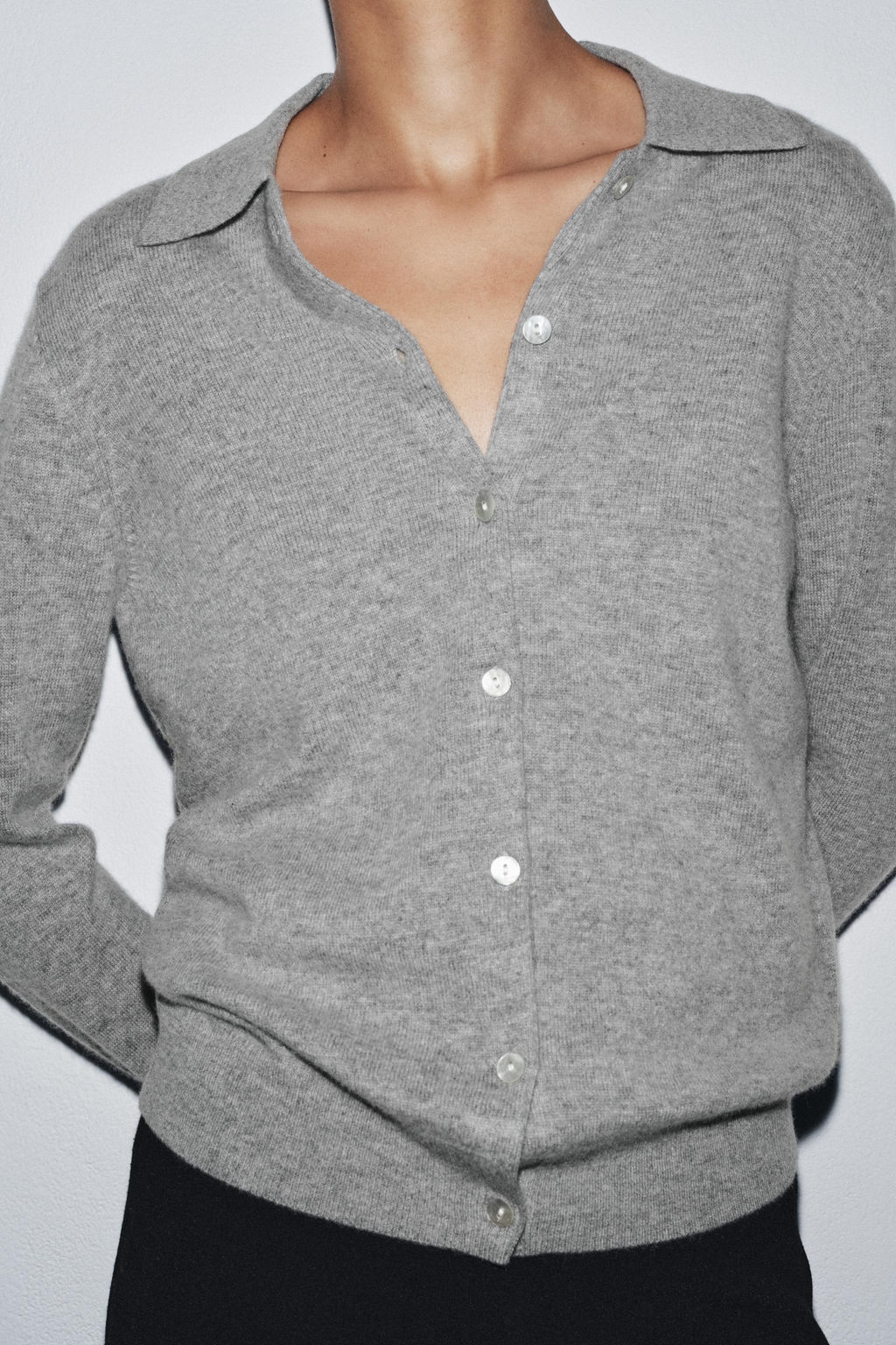 WOOL AND CASHMERE POLO CARDIGAN - Zara фото 7
