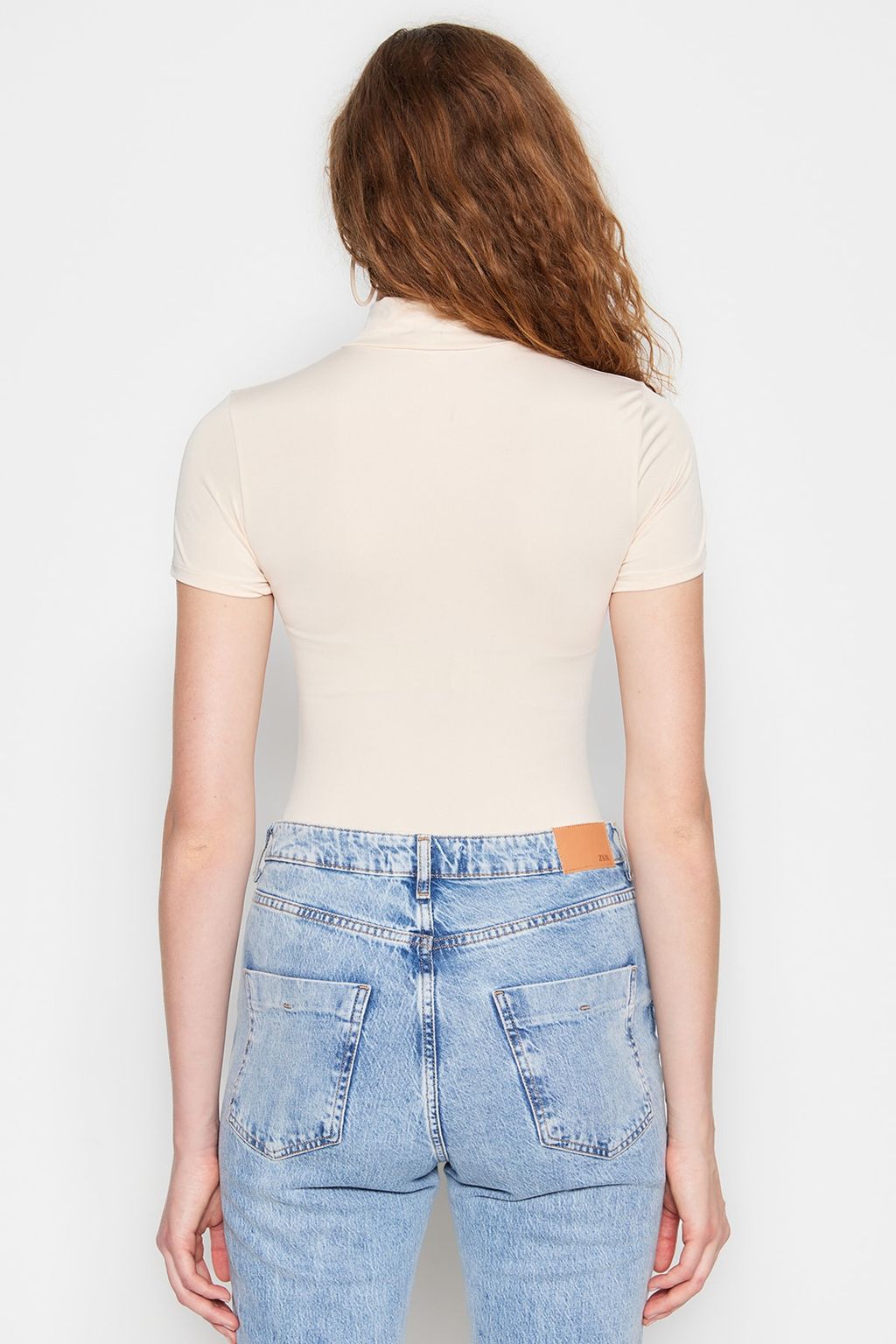 Tas Fermuarl? Dik Yaka Fermuarl? K?sa Kollu Esnek C?tc?tl? Orme Body TWOAW21BD0009