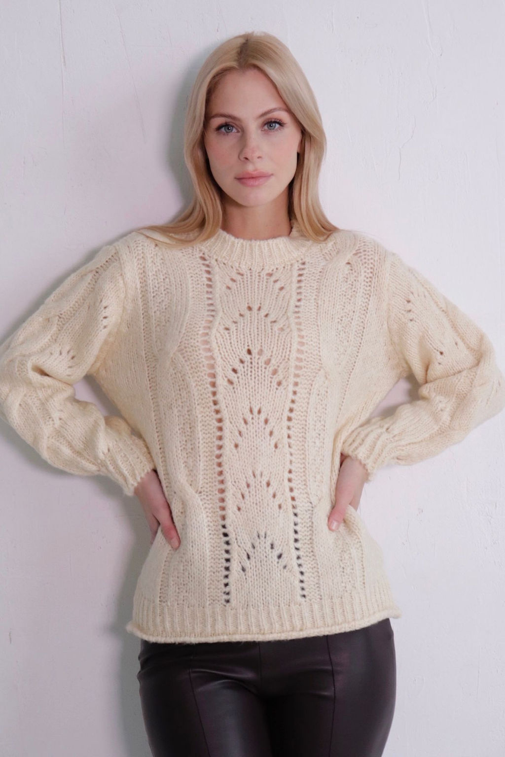 10508 Джемпер с ажуром слоновая кость - Martichelli фото 10