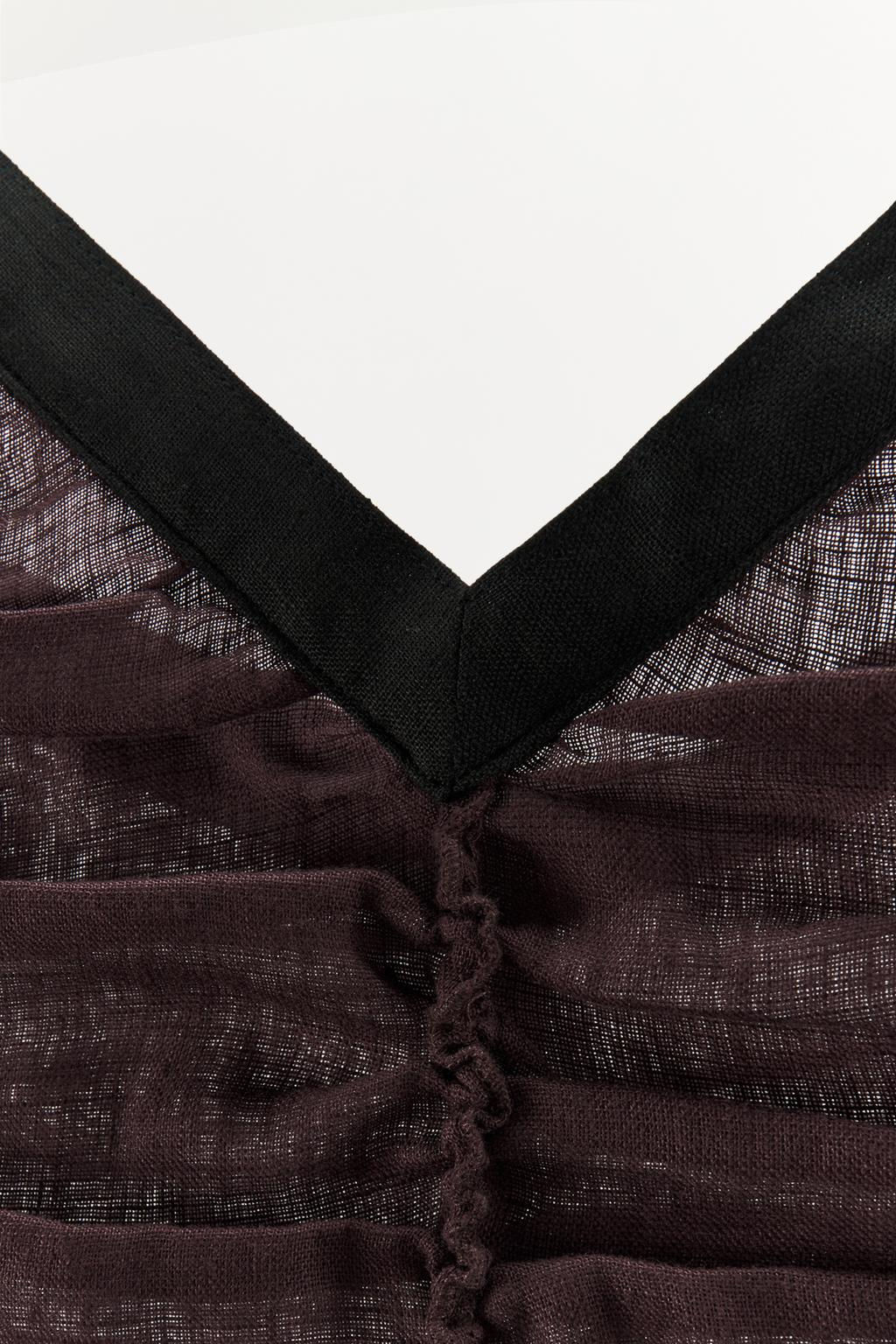 CONTRAST DRAPED LINEN DRESS - Zara фото 5