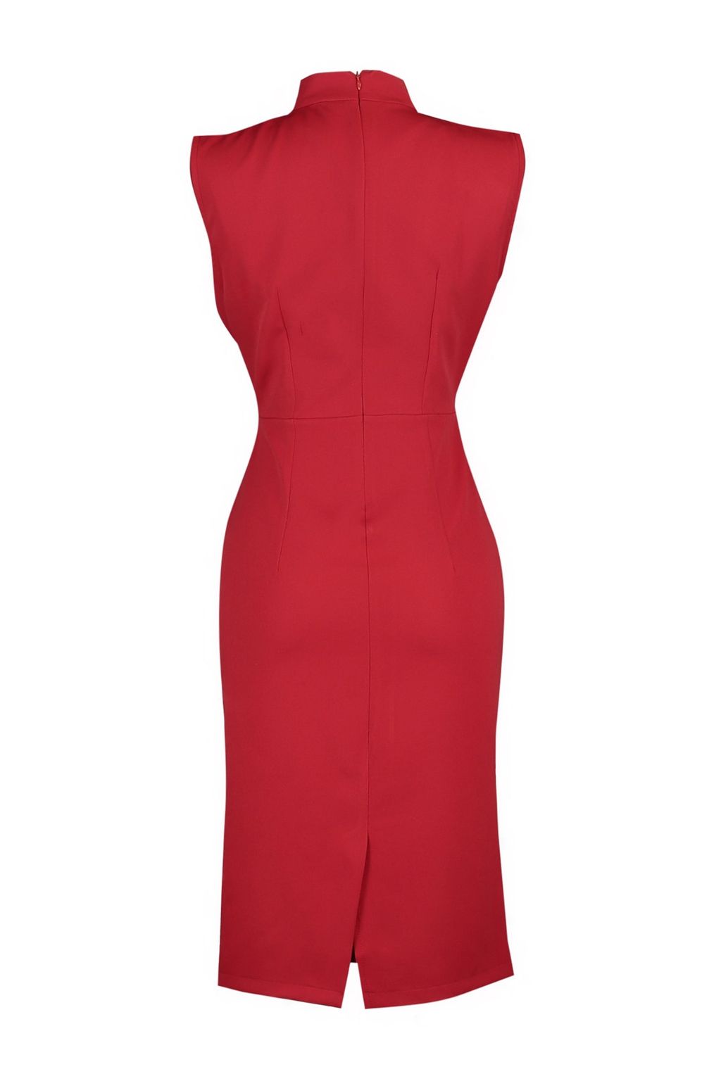 TRENDYOLMILLA Bordo Vucuda Oturan Dik Yaka Midi Kalem Etek Dokuma Elbise TWOAW20EL0311  фото 27