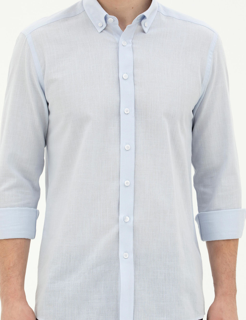 A__k Mavi Slim Fit Uzun Kollu G_mlek