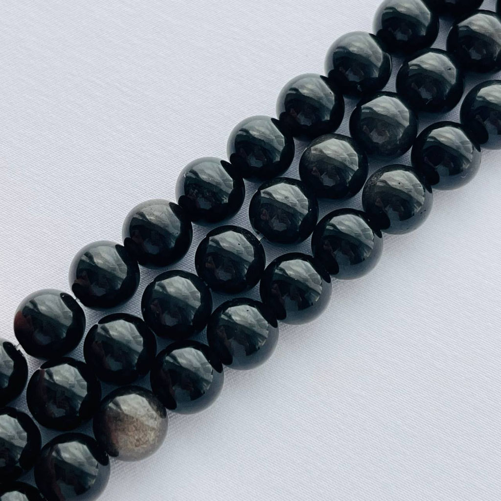 Бусины для украшений из серебристого Обсидиана 38 см