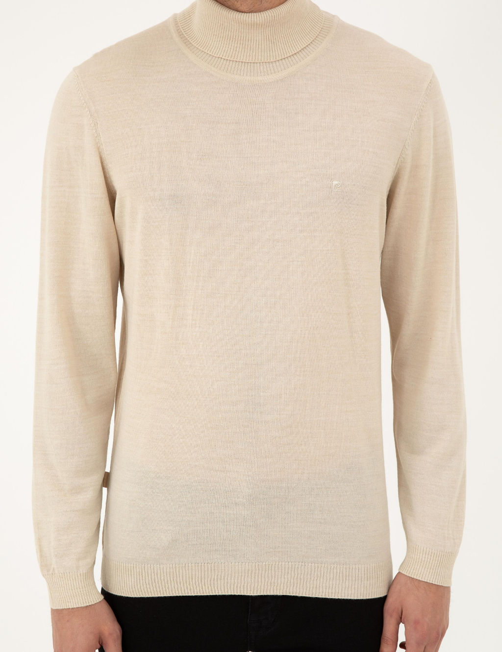 Bej Slim Fit Bal_k__ Yaka Y_n Kar___ml_ Basic Triko Kazak - Pierre cardin фото 6