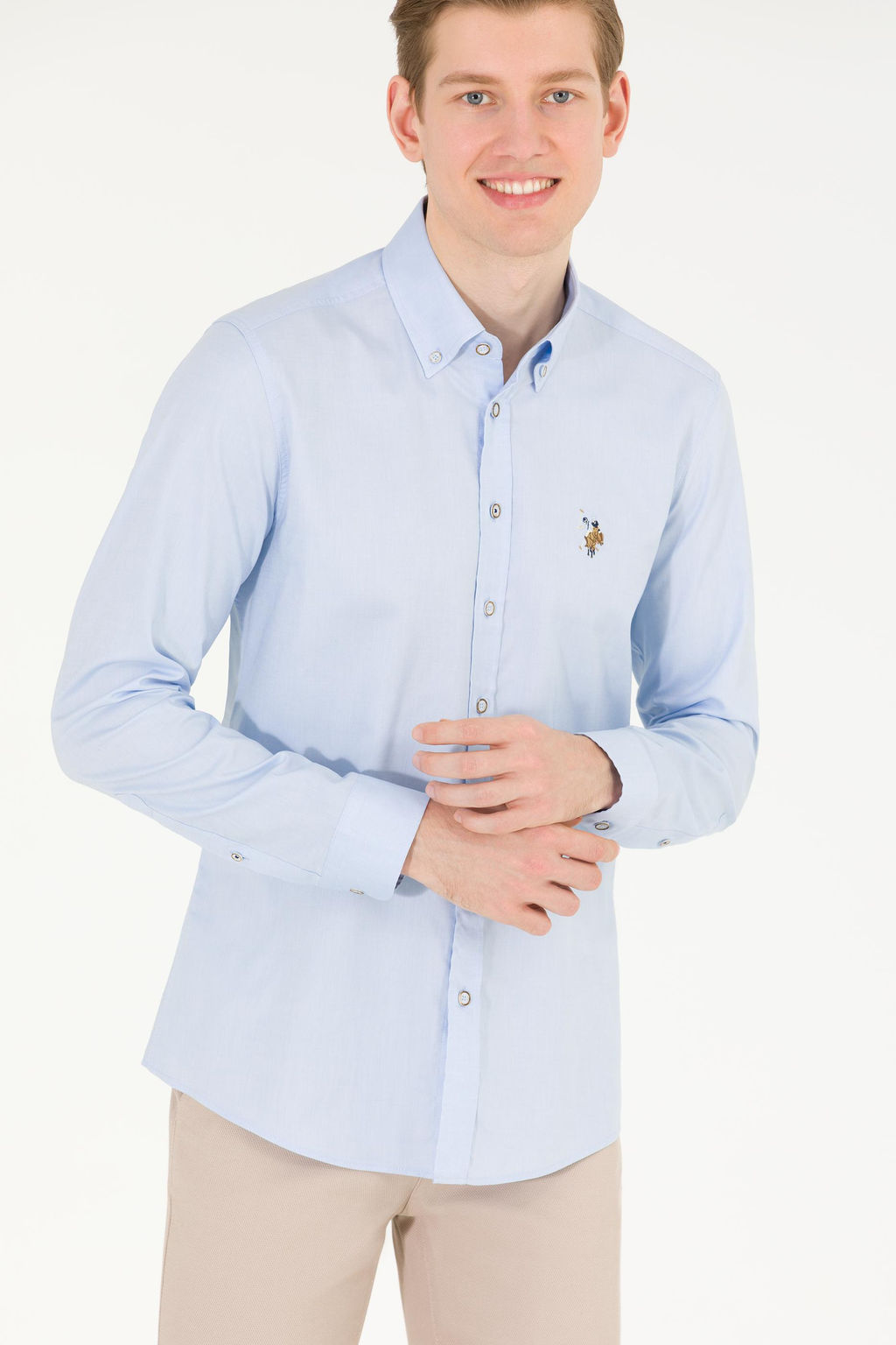 Рубашка мужская голубая Uzunkol Basic - U.s. polo assn фото 18