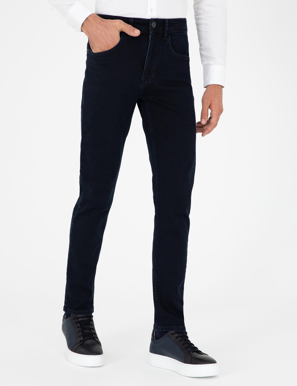 Темно-синие джинсовые брюки узкого кроя - Cacharel фото 2