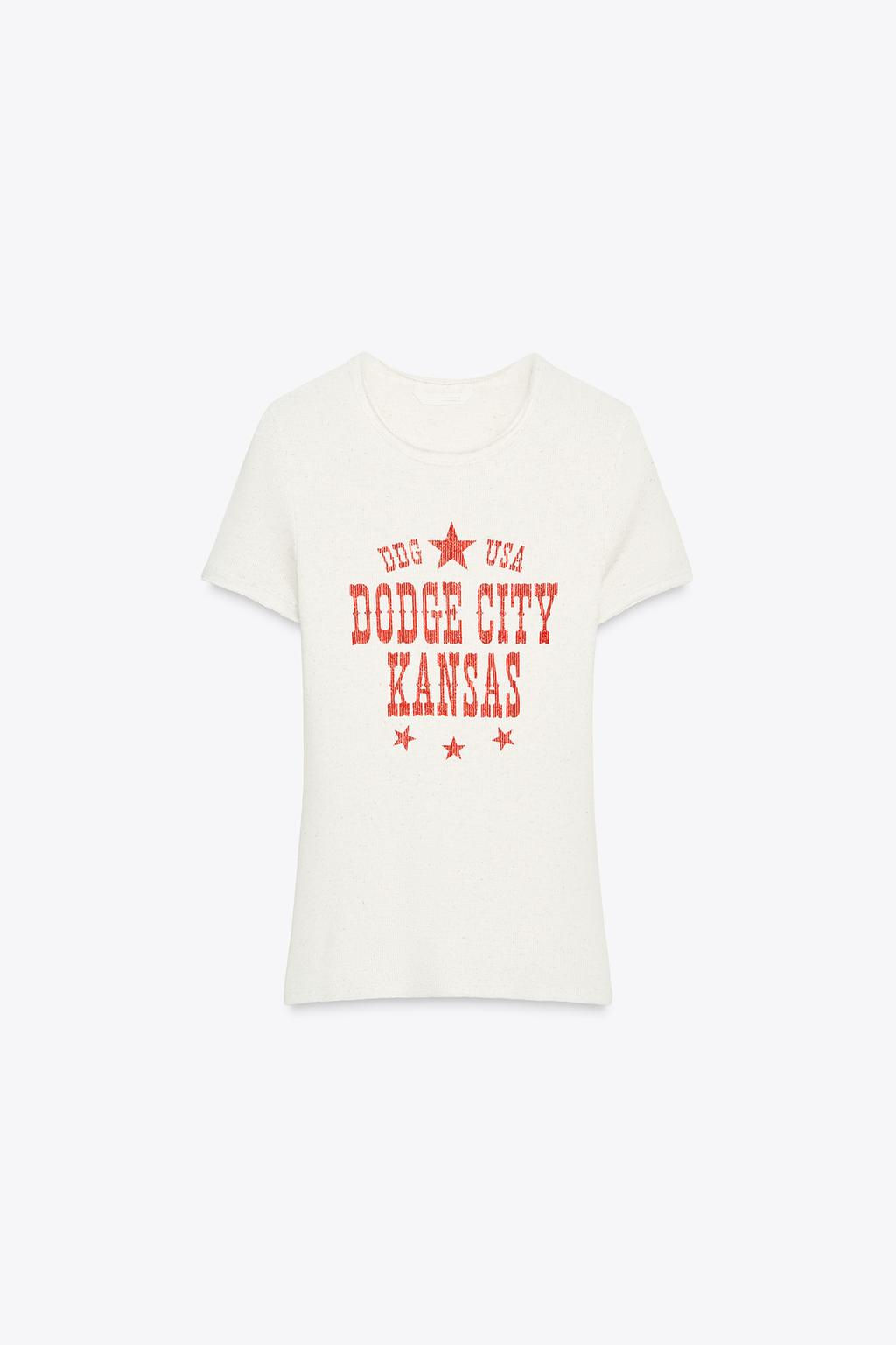 RIBBED T-SHIRT WITH TEXT - Zara фото 4