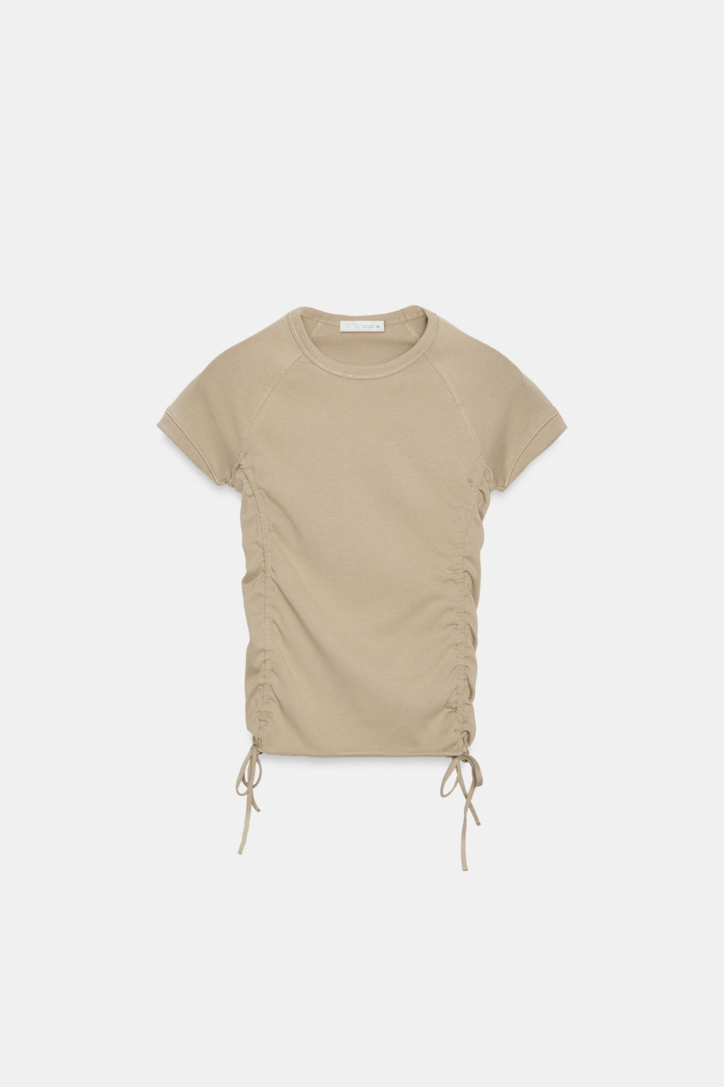 CAMISETA FRUNCES AJUSTABLES / Beige - Zara фото 4