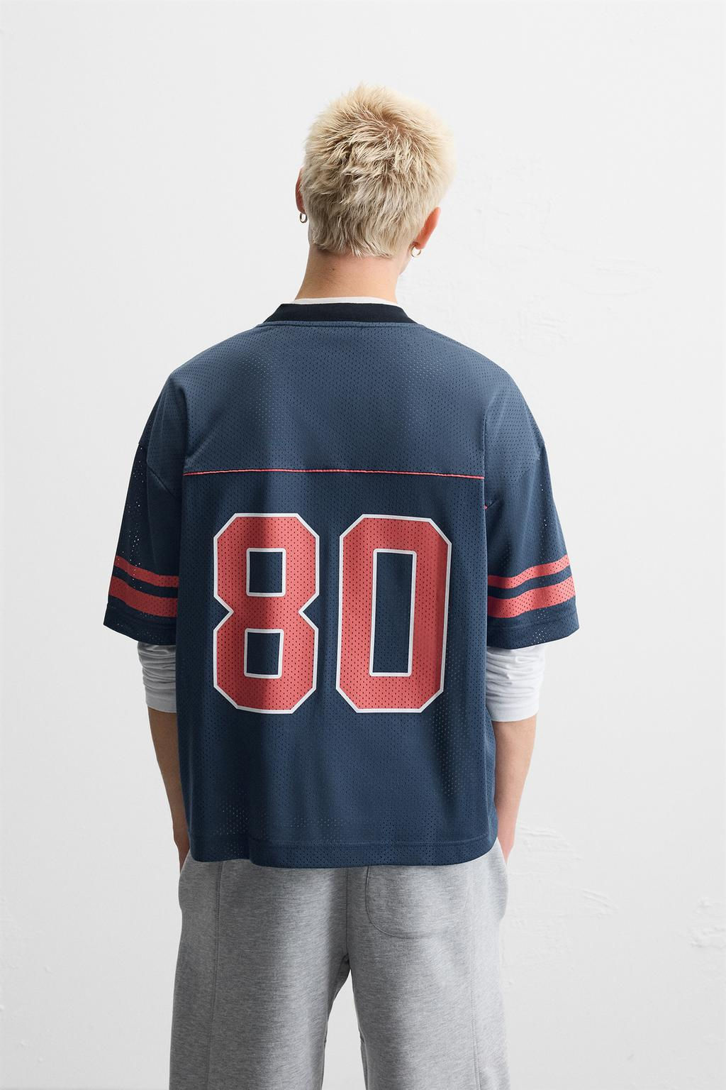 NUMBERED MESH TEXTURED T-SHIRT - Zara фото 3