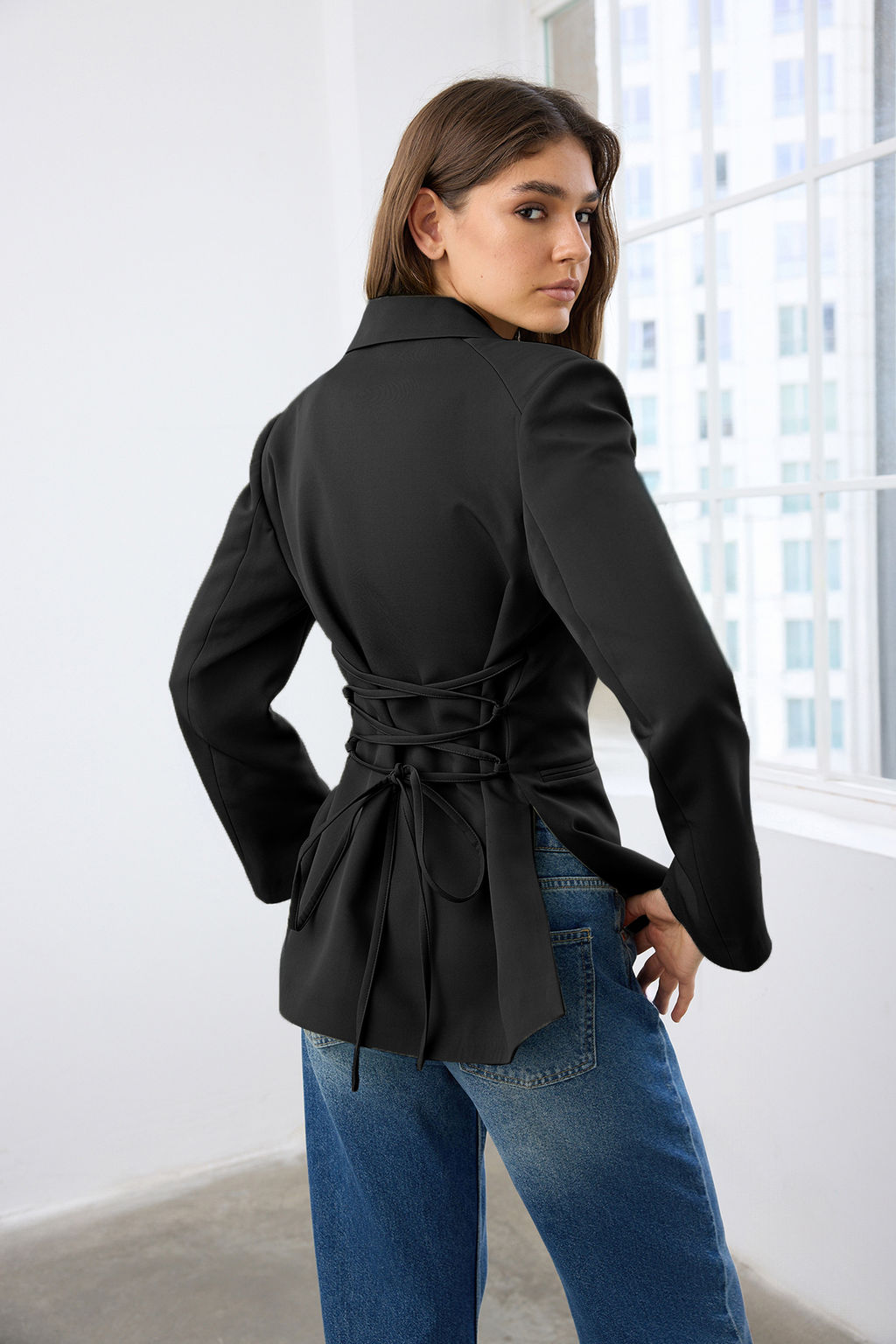 Ac?k Haki Arkas? Baglama Detayl? Fitted/Bele Oturan Dokuma Blazer Ceket TWOAW26BC00032 - Trendyolmilla фото 10