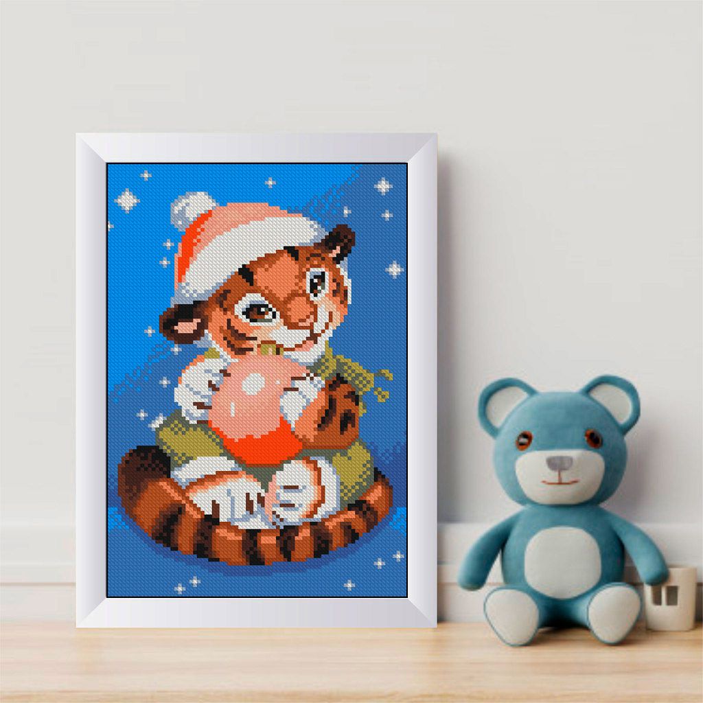 Кристальная (алмазная) мозаика ФРЕЯ ALVK-98 Игривый тигренок 30 х 20 см