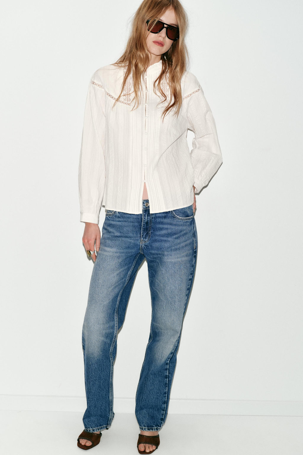 LACE AND PINTUCK SHIRT - Zara фото 9