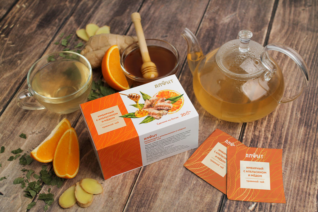 Травяной чай "Имбирный чай с апельсином и мёдом", 40 г (20 ф/п по 2 г) Алфит 7667
