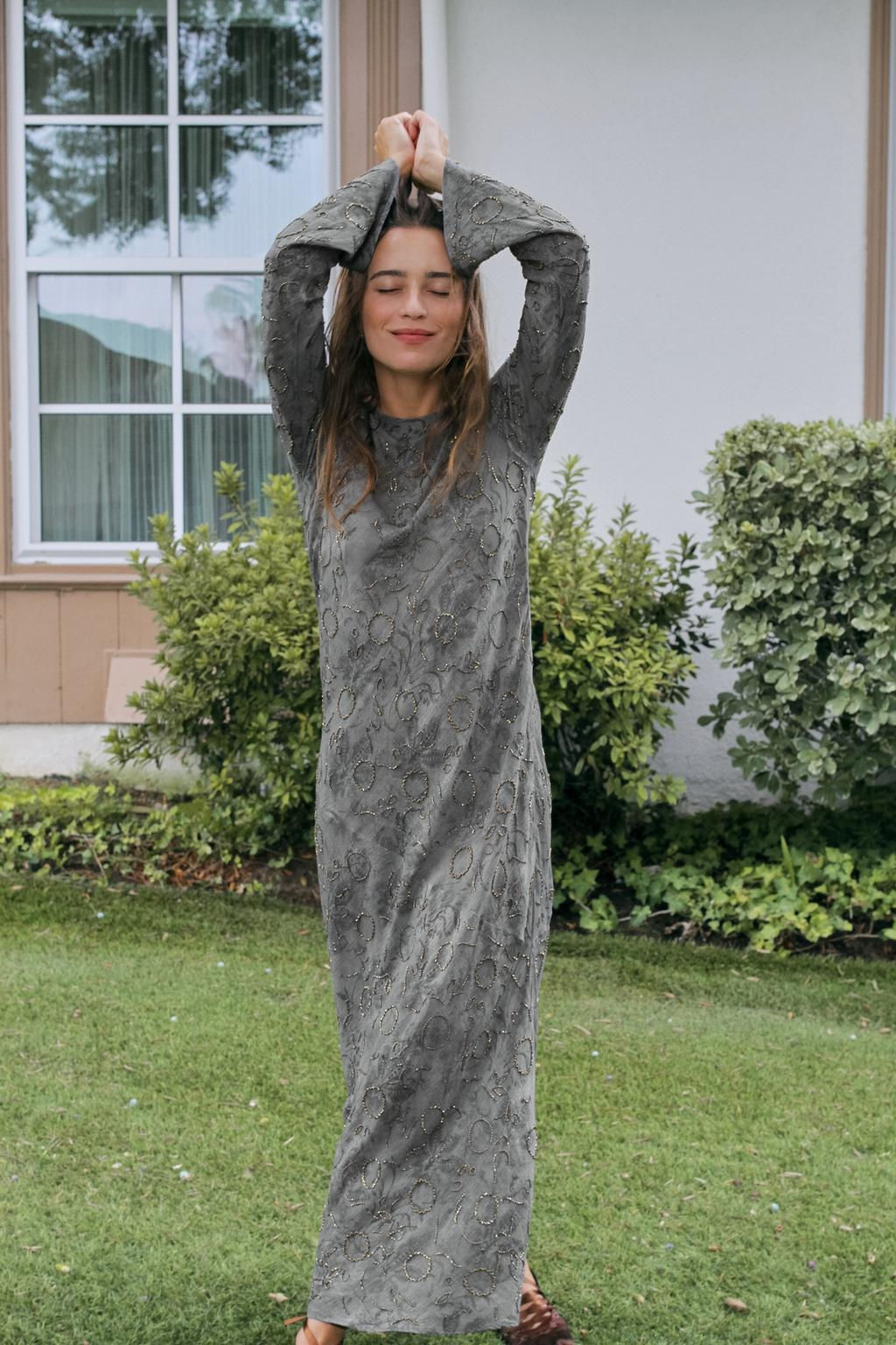 BEADED DRESS WITH CROSS BACK