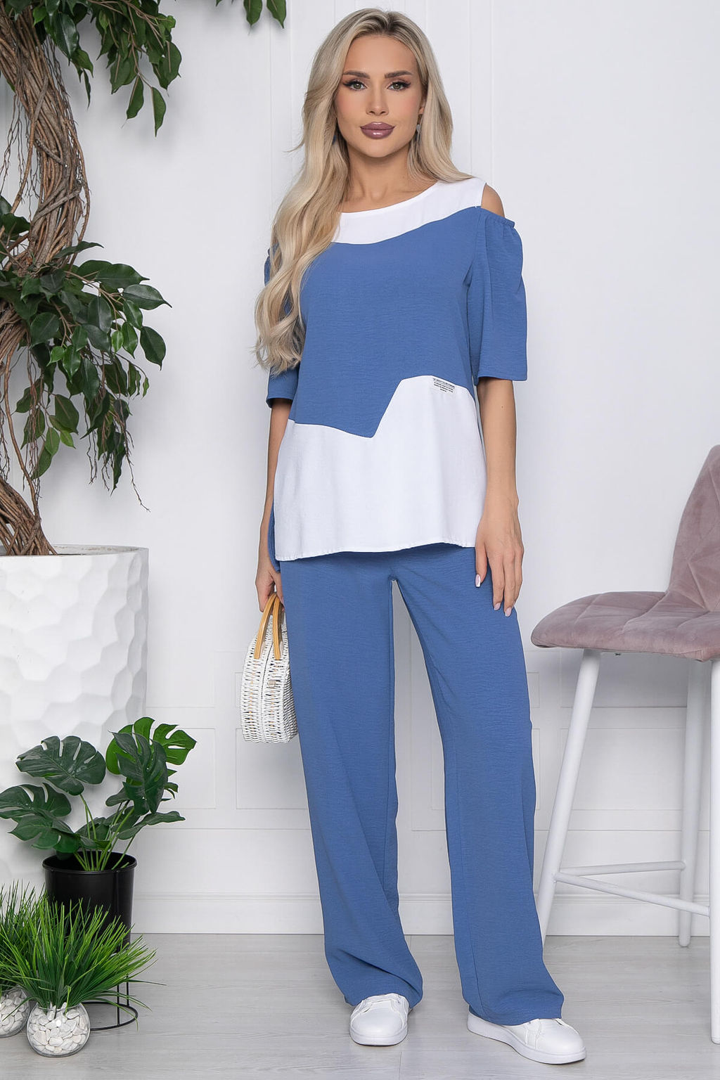 Костюм Аурика (белый/джинс) К10673 - Lt collection фото 4