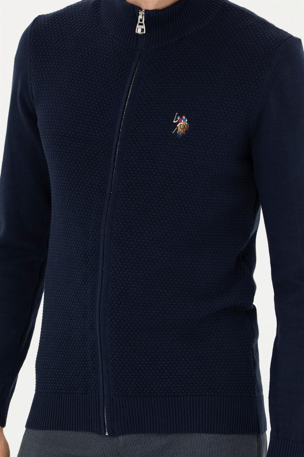 Мужской темно-синий базовый трикотажный кардиган - U.s. polo assn фото 6