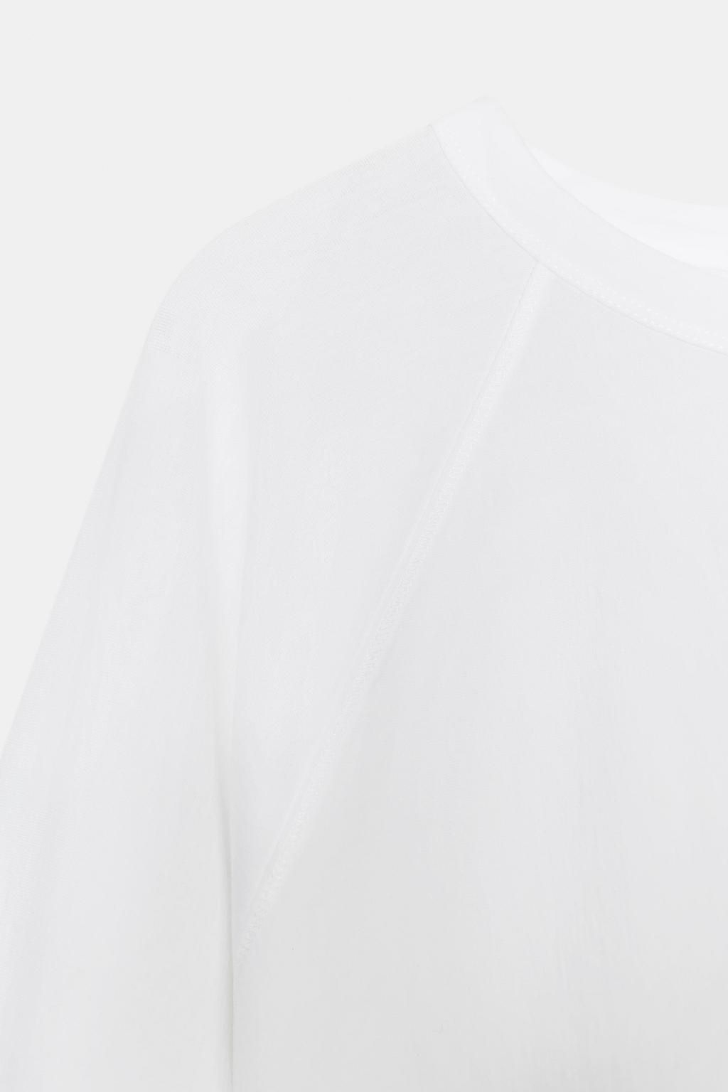 CAMISETA MANGA LARGA RANGL?N / Blanco - Zara фото 14