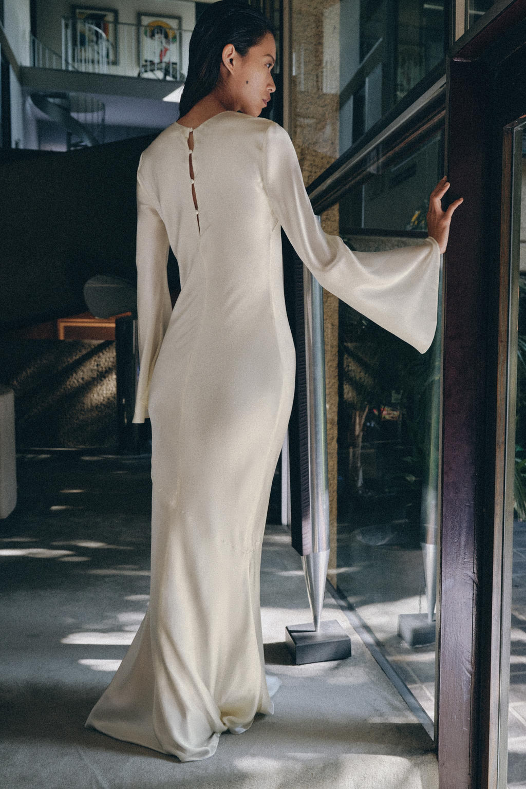 VESTIDO SEDA 100% DRAPEADO / Blanco roto - Zara фото 4