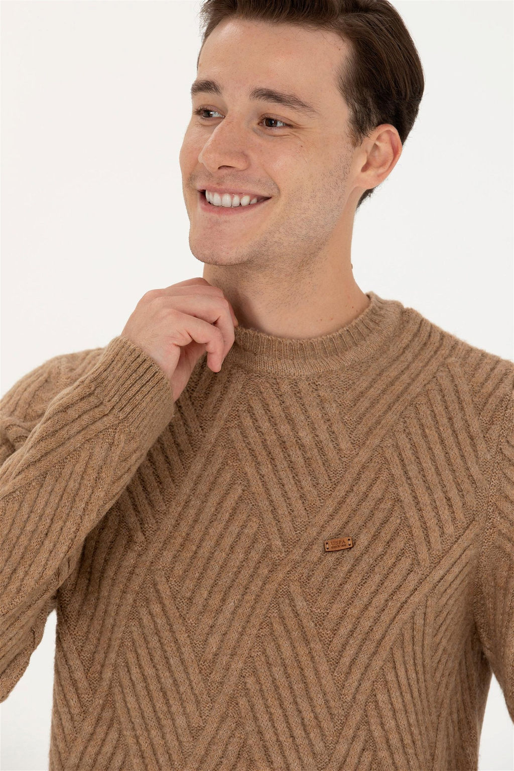 Мужской светло-коричневый меланжевый свитер Неожиданная скидка в корзине - U.s. polo assn фото 2