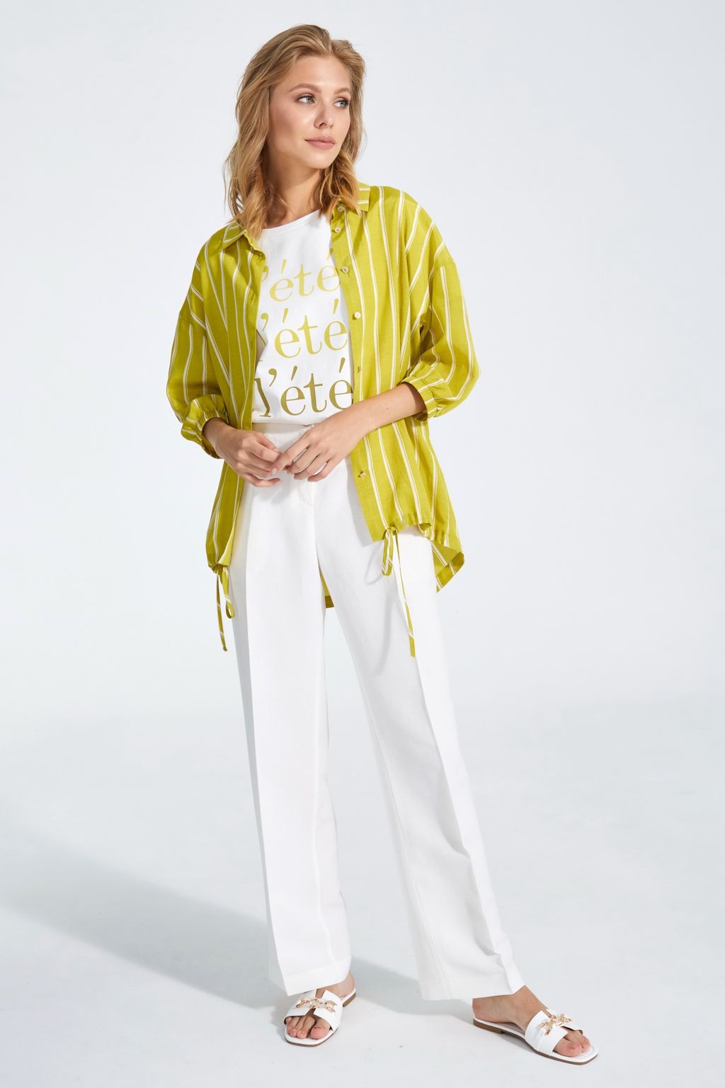 Брюки из льна с вискозой, прямого силуэта NIKA