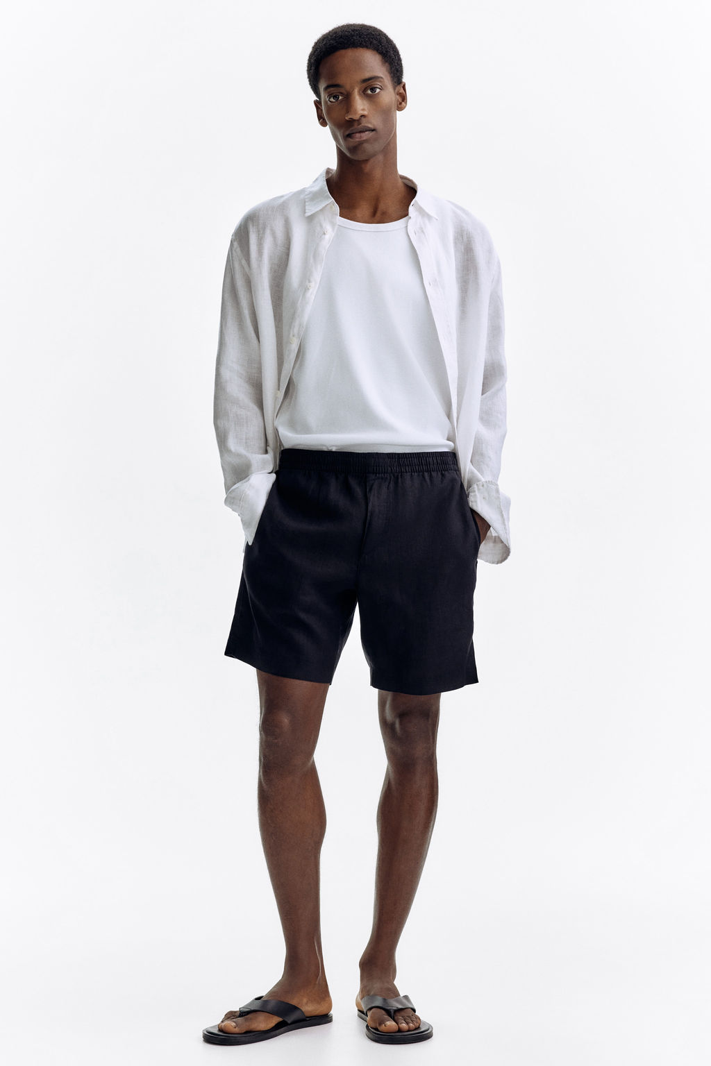 Pantal?n corto de lino Regular Fit - H&m фото 7